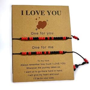 Black & Red Couple Beads Bracelets